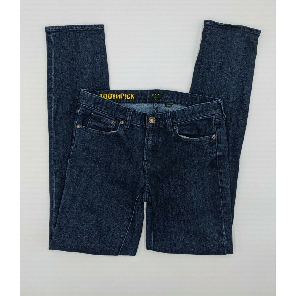 J Crew Toothpick Stretch Women's Straight Leg Jeans Dark Wash Size 27